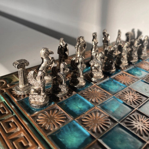 Roman themed metal chess set - roman,