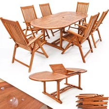 Garden Dining Set Wooden Oval
