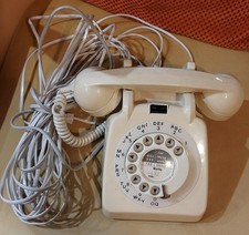 Rotary Vintage 1966 Cream GPO 706 Telephone with Extension Wire Collectable