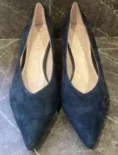 NEXT NEW. Ladies Blue Suede Leather Mid Court Shoes Size UK 5.5/ Eu 38.5