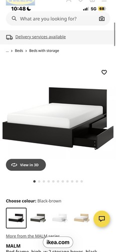 Malm double bed with storage - bed,