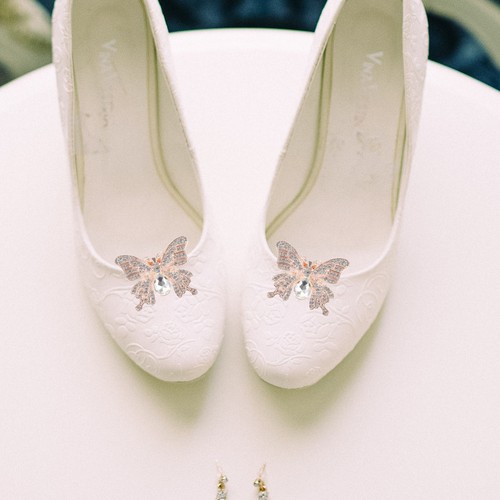 Pair golden metal butterfly - metal,