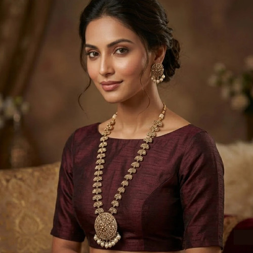 Amila long kundan - necklace, set