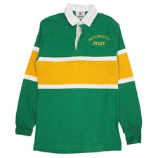 BARBARIAN Green Polo Shirt Rugby Vintage 90s Long Sleeve Cotton Mens S