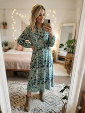 Zara Blue Floral Midi Dress