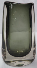 Whitefriars 'Lobed' Smoky Grey Cased Glass Vase by Geoffrey Baxter 24.5cm 1960s