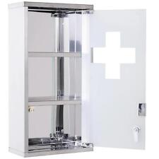 HOMCOM Wall Mounted Medicine Cabinet First Aid Box Glass Door Lockable 3 Shelves