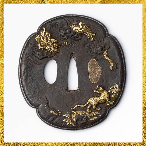 Japanese iron tsuba dragon - japanese,