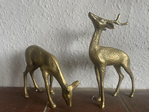 Vintage solid brass stag and - brass,