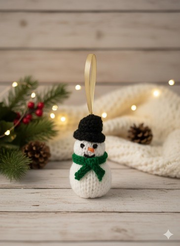Handmade knitted snowman - handmade,