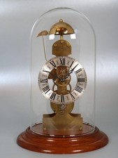 SKELETON MANTEL CLOCK bell strike VINTAGE KIENINGER glass dome WORKING ORDER key