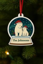 Personalised Polar Bear Christmas Bauble – Cute Arctic Family Acrylic Ornament