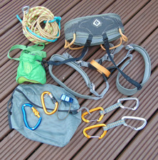 Job Lot Rock Climbing Gear Black Diamond Momentum Harness Karabinas Chalk Bag 