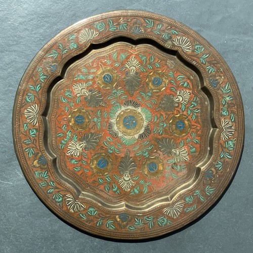 Vintage indian brass enamelled - brass,