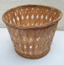 Vintage Basket Woven Open Rattan Indoor Plant Pot Basket Boho Tiki*