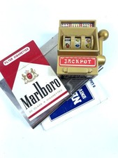 Vintage Slot Machine Lighter Japan Jackpot Red Marlboro Lighter card Holder Tin 