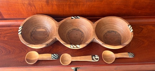 Hand carved olive wood pinch - carved,