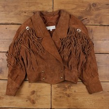 Vintage Laurice Leather Jacket M Suede Fringe Western Brown Womens