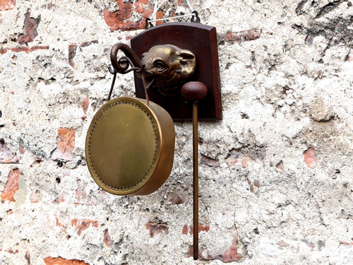 Antique brass elephant head - brass, elephant's