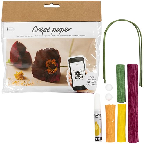 Rich red poppies crepe - poppies,
