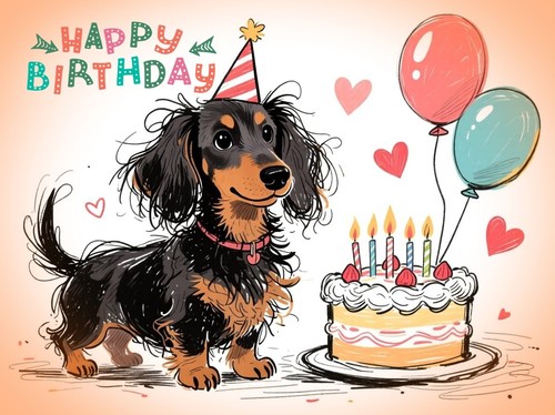 Cute dachshund happy birthday - cute,
