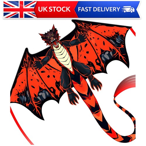 Red dragon kite single line - red,