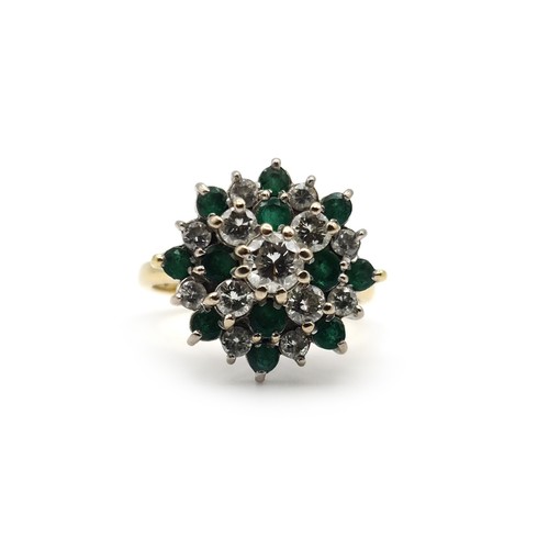 Emerald diamond cluster - emerald, ring
