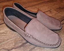 New Womens Hotter 'Retro' Leather Slip On Brown Shoes Size UK 5.5 Extra Wide Fit