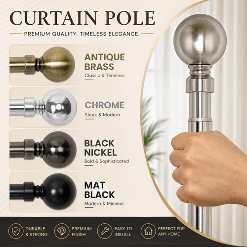 Extendable metal curtain pole - extendable,