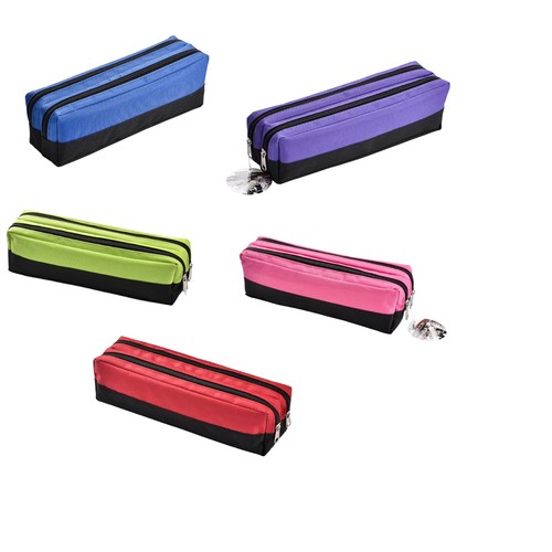 Large double zip fabric pencil - zip,