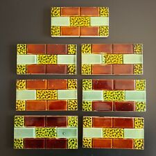 Antique Set of Seven Fireplace Majolica Spacers Tiles C1890