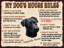 My dog's house rules Patterdale Terrier metal sign Plaque