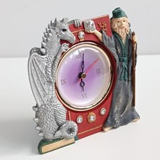 Children Mystical, Fantasy Wizard and Dragon Desk Shelf Clock Quartz 16/16/5 Cm