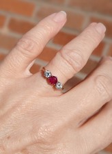 Stunning 18ct Yellow Gold Ruby and Diamond Trilogy Ring