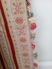 I Pair French Antique Brocade Pink Lined Curtains And 1  Cushion 40cm x 40cm