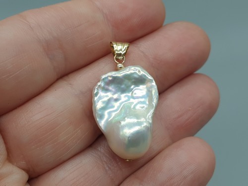 Large 9ct yellow gold pearl - large,