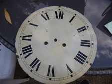 WALL clock parts dial  CLOCK DIAL METAL OLD 10 1/4"  USED