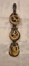 HORSE BRASS Horse, Lion, Queen Victoria Jubilee 1837-1887 on leather strap  RARE