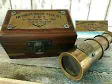 Antique Brass Victorian Spyglass Maritime Telescope With Wooden box