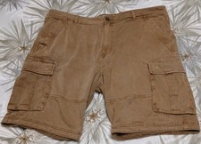 Men's Mantaray Combat Utility Cargo Shorts In Khaki Brown Heavy Cotton size 42