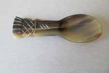 Vintage Small Spoon with Scottish Thistle End, Hand-Carved in Horn