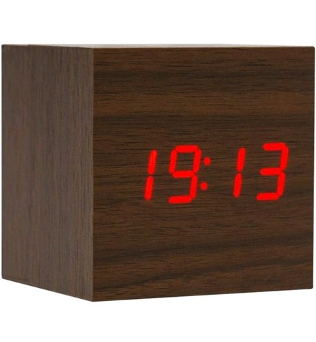 Wooden led alarm clock - led,