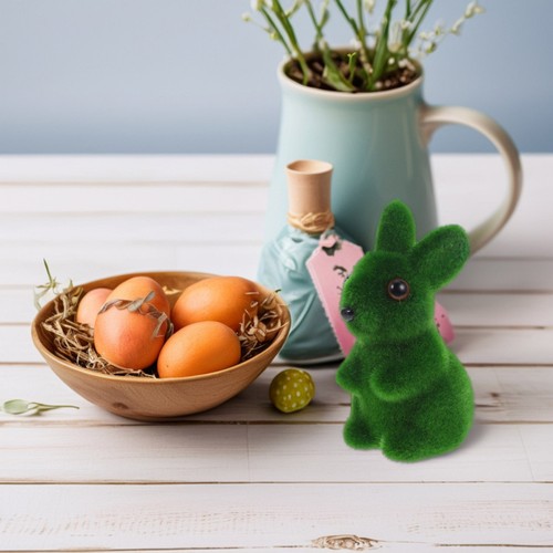 Flocked rabbit decor easter - flocked,