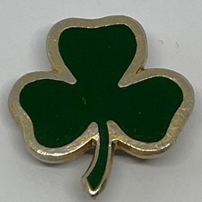 Vintage Shamrock Enamel Pin Lapel Badge Three Leaf Clover Ireland St Patrick
