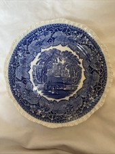 Masons Vista Blue China Plate Featuring Leaf Detail