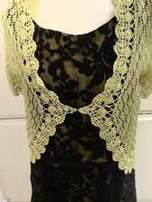 Mother Of The Bride By Roman Black Lace Dress 16 Lime Green Crochet Bolero 14