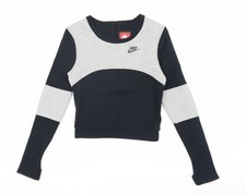 Nike Women's Black & Grey Colourblock Pullover Sweatshirt XS