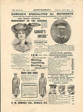 superb 1902 full page of ( gamages specialities for motorists )