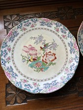 Antique Minton England B894 Floral Bird Plates x2