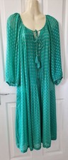 Green & gold dobby chiffon button front dress, size 16